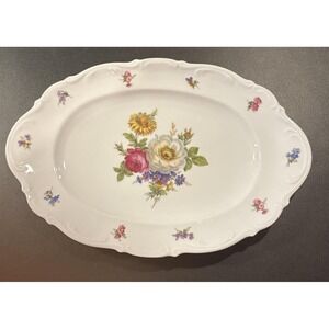Meissen Floral Porcelain Oval‎ Serving Platter Mitterteich Germany 15 Inch READ